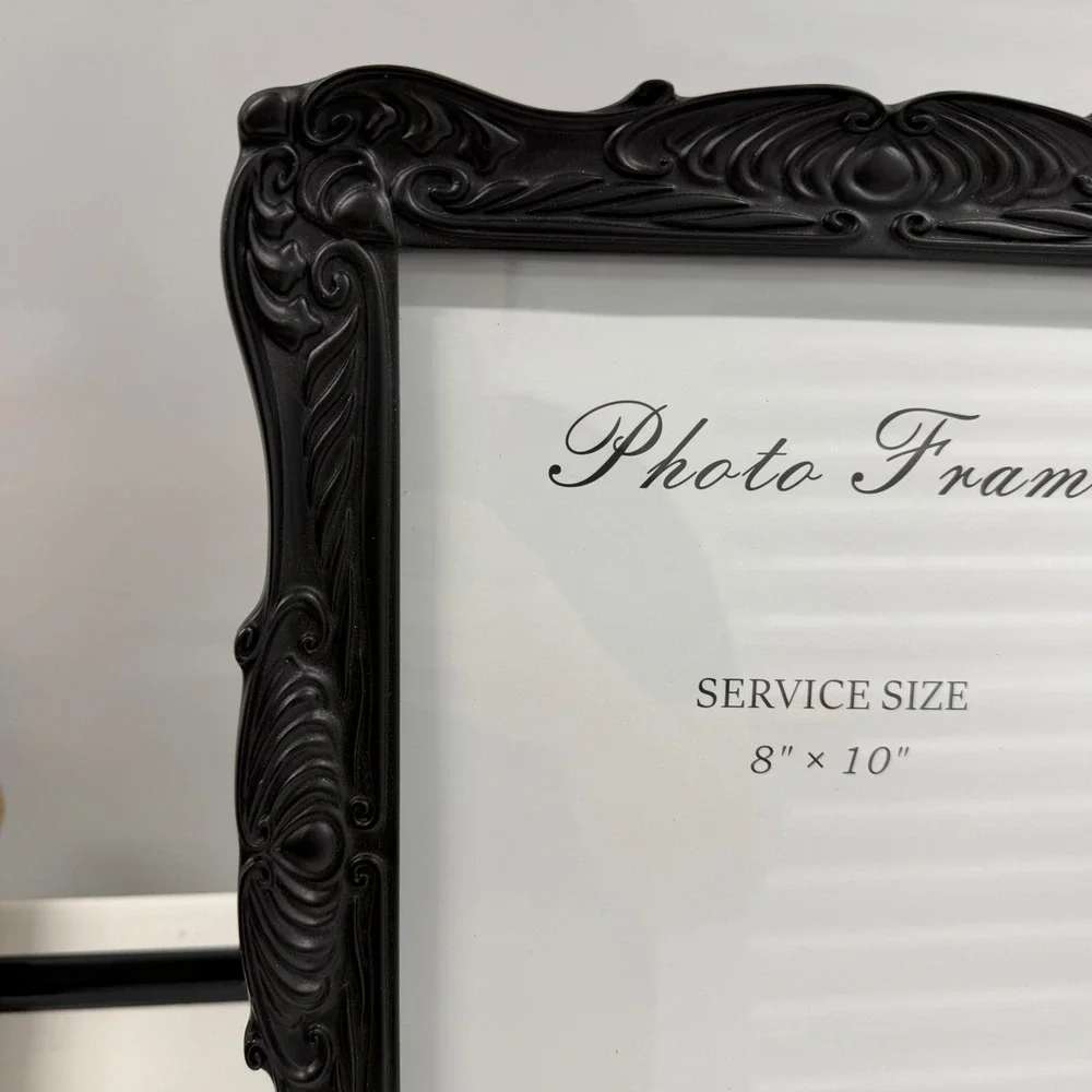 Black Ornate Baroque 8x10 Photo Frame Vintage Style Scroll Tabletop Wall Mount